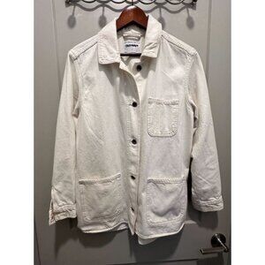 Old Navy Cream Jacket Women's S/M Denim Workwear Shacket Barn Chore Workwear